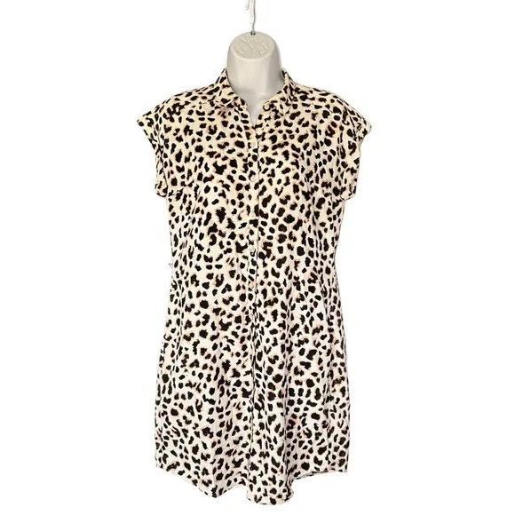 Express Animal Print Belted Shirt Dress Size Small Excellent Condition - Picture 3 of 6